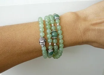 108 mala colar Aventurina Verde pulseira 108Mala Buda bracelete frisado Yoga cura jóias Budista