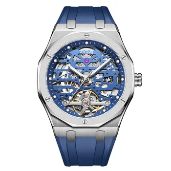 2022 nova homens relógio de ocos Relógio Automático Moda relógios Mecânicos pulseira de silicone homem relógio impermeável relógio de Pulso de luxo