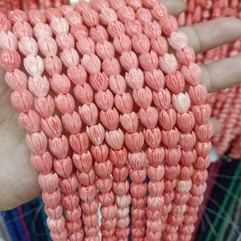 20pcs 8x11mm cor-de-Rosa Coral Esferas de DIY Solta Espaçador Tulip Flor de Coral do Grânulo Para Fazer Jóias Pulseira de Charme Colar Presentes