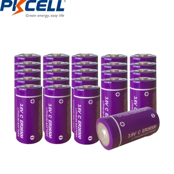 24pcs PKCELL ER26500M ER26500 26500 3,6 V C Tamanho da Bateria de Lítio 9000mAh Li-SOCl2 Baterias Superior LR14 R14P C TAMANHO da bateria