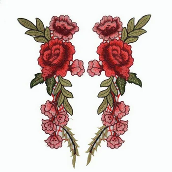 2PCs Bordado de Flor de Rosa Costurar No Patch Vestido Chapéu Saco de Jeans Applique Artesanato Acessórios de Vestuário de DIY Scrapbooking