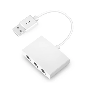 3 Macacos Placa de Som USB de 3,5 mm Microfone 7.1 Adaptador para Laptop PS4 Fone de ouvido