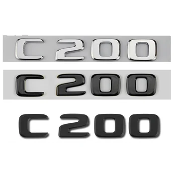 3d ABS Preto Cromo Letras Para Adesivos de carros Mercedes Benz C200 AMG W205 W204 W203 Traseira do Tronco Emblema Emblema Logotipo Acessórios