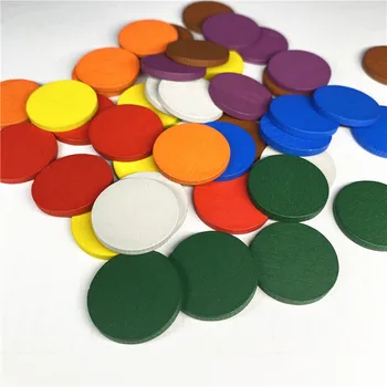 80 Peças 25*3mm de Madeira Colorida Círculo Placa de Peças de Quebra-cabeça Jogo de Tabuleiro de Xadrez Peças Para DIY Jogos de Acessórios 8 Cores