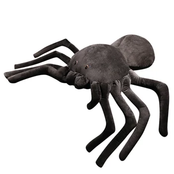 Animais de pelúcia Simulação Aranha Negra PlushToy Tamanho Grande Truque Boneca Práticas realistas Aranha Jogar Travesseiro Crianças de Horror Assustador Brinquedo