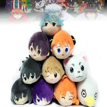 Anime Gintama Recheado De Pelúcia Boneca De 8,5 Cm Mochi Macot Sakata Gintoki Kagura Shinpachi Hijikata Toushirou Algodão Pandent Brinquedos Presentes