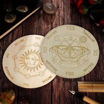 Criativo Esculpida Adivinhação Placa de Madeira Astrologia Pêndulo Placas Altar Enfeites de Cristal de Cura Bruxaria