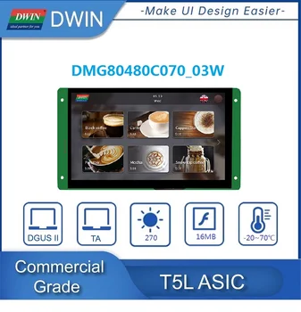 DWIN 7.0 Polegadas TN-LCD-TFT de Módulo de IHM UART 800*480 Pixels da Classe Comercial Inteligente Tela de Toque TTL /232 Smart LCM