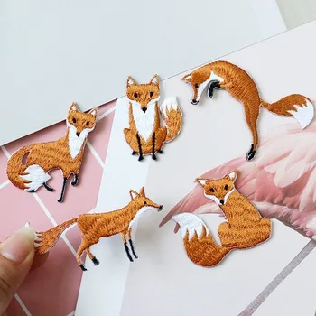 Ferro Em Bordado Bonito Fox Animal Manchas de Roupas, Sacos de DIY Apliques Bordados Parches de Ferro Patch para Roupas, Decoração