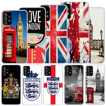 Londres, Reino Unido Inglaterra Bandeira Soft Case Para Samsung Galaxy A52 A53 A22 A32 A12 5G Tampa do Telefone A23 A33 A13 A72 A73 A02S A03S