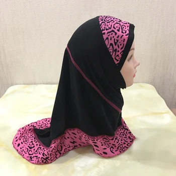 Meninas Crianças Hijab Muçulmano Chapéus Islâmica Árabe Oração Lenço Cap Xales Amira Headwear Leopard Patchwork Lenço Ramadã Turbante Novo