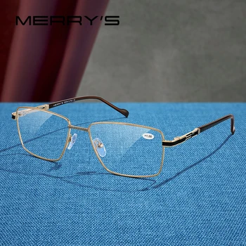 MERRYS DESIGN Anti Luz Azul Bloqueio de Homens, Óculos de Leitura CR-39 de Resina Asféricos Lentes de Óculos +1.00 +1.50 +2.00 +2.50 S2107FLH