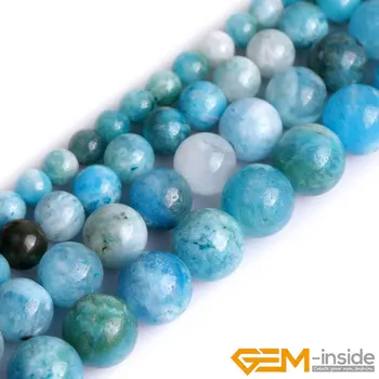 Natural de Pedra Azul Hemimorphite Rodada Solta Esferas Espaçador Para confecção de bijuteria Fio 15
