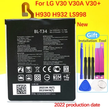 Novo 3300mAh BL-T34 Bateria Para LG V30 V30A H930 H932 LS998 V35 V30 ALÉM de Telefone de Substituição de Alta Qualidade, Com Número de Rastreamento