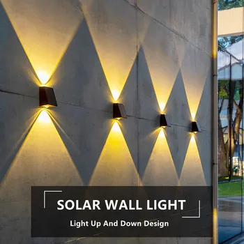 Novo LED Solar Exterior da Parede do Luz Jardim Villa Pátio Varanda Paisagem Decorativa Lâmpada para Cima E para Baixo Luminoso Luzes da Arruela da Parede