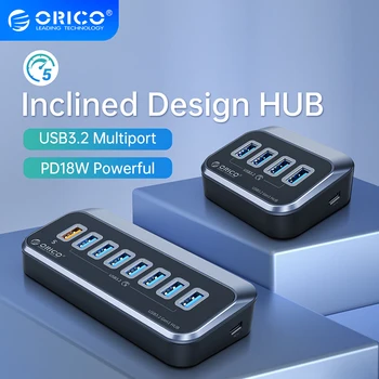 ORICO ABS Alimentado 5Gbps HUB PD 18W Carregamento USB3.2 USB do Tipo C Leitor de Cartão de Divisor Com Adaptador de Energia para a área de Trabalho do PC Acessórios