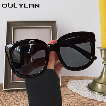 Oulylan Oversized Quadrado Óculos de sol das Mulheres os Homens de Luxo Designer Tons de Óculos Vintage, Óculos de Sol UV400 Óculos cor Preto