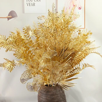 Ouro Eucalipto, Plantas Artificiais Do Natal Decoração Do Casamento Buquê De Flores Do Pó Do Brilho Do Ramo Sala De Estar Decoração Home
