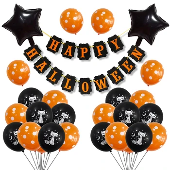 Pack de 15 de Abóbora Espírito Confete Balão de Horror de Látex Brinquedos Feliz Halloween, Decoração de Balão de Festa de Aniversário, Decoração