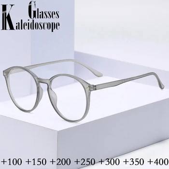 TR90 Quadro de Óculos de Leitura Mulheres Homens Clássicos Redondos, Óculos Oversized Hipermetropia Óculos de Dioptria +100 +150 +200 +250 +300 +350