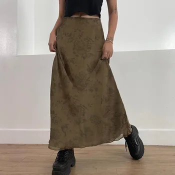Verão de Impressão Saia de Mulheres de Uma Linha de Moda Y2K Saias Harajuku Joelho-Comprimento Casual Cintura Alta Parte de Streetwear Bodycon E-menina da Saia