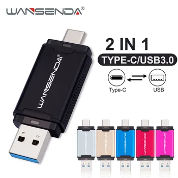 WANSENDA Unidade Flash USB TIPO a C & USB 3.0, a Pen Drive de 512 GB 256 GB de 128GB 64GB 32GB 16GB de Memória USB de Alta Velocidade Pendrive