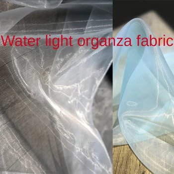 Água, Luz Organza Tecido A Metro para a Costura de Vestidos de Noiva Saias Casacos Fino Transparente Macio Liso Preto, Branco, Azul, Vermelho