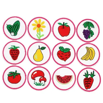 12pcs/set Mix de desenhos animados Frutas, Vegetais Adesivos de Ferro no Bordado crianças Jean Casaco, Camisola de Patches DIY de Costura Appliqued Fornecedor