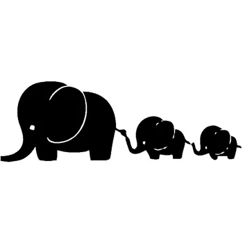 15cm*5cm Elefante Família de Moda Adesivo de Carro Acessórios Carro Decal Preto/Prata S3-5033