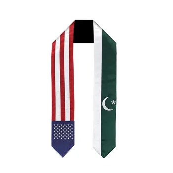 180*14cm Americana no Paquistão Bandeira Nacional de Graduação Roubou Bacharel Vestido Acessórios Graduação Folha Cachecol