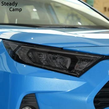 2 peças Para Toyota RAV4 2019 2020 XA50 o Farol do Carro Tonalidade de Preto Película de Proteção, Proteção de TPU Transparente Autocolante Acessórios
