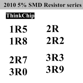 (200 peças) de 2010, 5% Resistor SMD série 25PCS*8 Valores (1R5 1R8 2R 2R2 2R7 3R0 3R3 3R9)