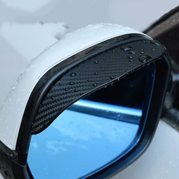 2pcs Espelho Retrovisor de Carro de Chuva, Protetor de Chuva Sobrancelha Capa de Chuva Universal de Fibra de Carbono Vista Traseira do Lado do Espelho Chuva Sobrancelha Escudo
