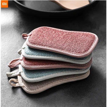 2pcs Xiaomi Youpin Descontaminação escova de limpeza de Cozinha de duas faces magia limpe pano de prato esponja de lavar prato da Non-vara de óleo