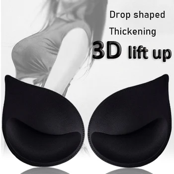 3D Levantar Esponja Sutiã Almofadas para Bikini Mulheres Cueca Elevação da Mama Plasticidade Sutiã Acolchoado Forro de Maiô Sutiã Insere Pad