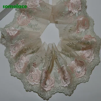 3Yds/lote 11 cm de Largura Transparente Gaze cor-de-Rosa Fluorescente Floral Lace Trim com o Design para o Casamento de Noiva,Vestuário Decoration19122103