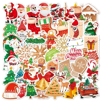 50/100Pcs Kawaii Colorido Vinheta de Natal o Papai Noel do Boneco de neve, Árvore de Natal Laptop Skate Fina Presente de Ano Novo Adesivo