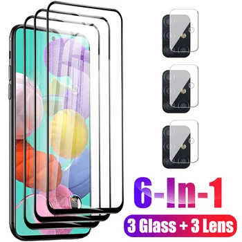 6-em-1 Vidro de Proteção Protetor de Tela Para Samsung Galaxy A51 M51 Temperado Filme A5 1 5 1 M 51 Câmara de Protecção da Lente