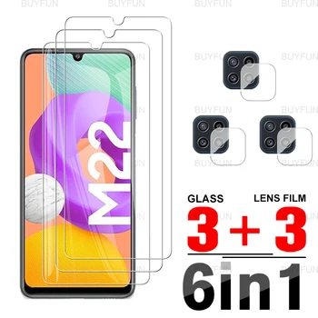 6in1 Protetor de Tela de Vidro Para Samsung Galaxy M22 6.4 Temperado de Vidro de Proteção para o galaxy M 22 M22 SM-M225F Lente da Câmera Glas