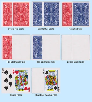 8 Pcs Cartas Mágicas Especiais Gaff Cartões De Truques De Magia Vermelha/Azul, Dupla Face/De Volta/Em Branco, Rosto/Branco Para O Mago Adereços