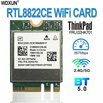 802.11 AC RTL8822CE 8822CE sem fio wi-Fi 867Mbps Bluetooth 5.0 NGFF FRU 02HK701 placa de rede Para a Lenovo E460 E465 E470 E475 E560