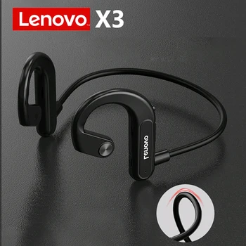 A Lenovo X3 sem Fio Bluetooth Fone de ouvido de Condução Óssea Esporte Headset IPX5 Impermeável Decote com Microfone de Cancelamento de Ruído Fones de ouvido