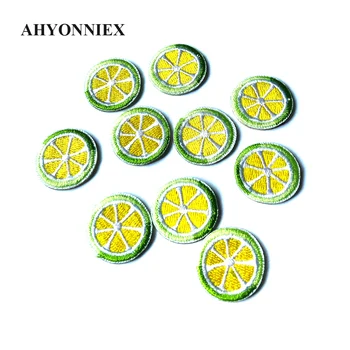 AHYONNEIX 10pcs/lot Mini Frutas Limão Ferro no Abacaxi, Pêssego, Laranja Para Vestuário de DIY Roupas de Bebê Patch Applique
