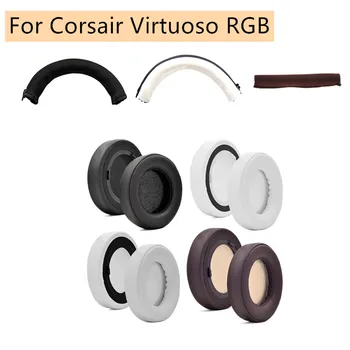 Almofada de couro Protecções de Headbeam de Substituição Para Corsair Virtuoso RGB Auricular Abafador de Espuma de Memória Cobre Fone de Ouvido Almofadas