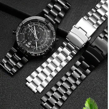 aço inoxidável, pulseira de homens para o relógio TIMEX T2N720 T2N721 TW2R55500 T2N721 correia de relógio 24*16mm lug fim prata, preto material da pulseira: