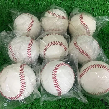 Beisebol Completo Couro 1pcs 9 polegadas Equipe Artesanal de Segurança Branco Garoto Suave da Base de dados de Bolas de Prática Para Capacitar 30 de Lã Núcleo de Beisbol Rígido