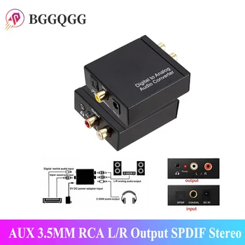 BGGQGG AUX de 3,5 MM para RCA L/R Saída SPDIF Digital Estéreo de Áudio USB DAC Amplificador Adaptador Digital Óptico de Fibra Conversor Analógico Para