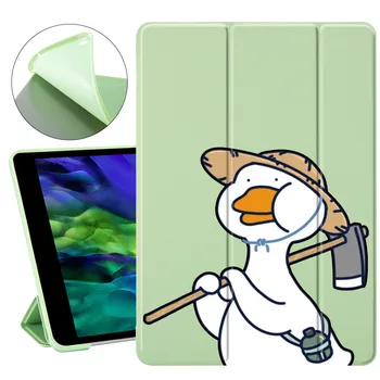 Bonito dos desenhos animados do Pato de Caso Para o iPad 9ª geração do Mini 6 Verde TPU Capa Protetora Funda Para o iPad Mini 1 2 3 Ar 2 4 5 Pro 11 12.9