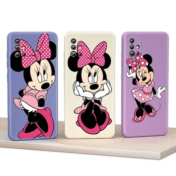 Bonito Minnie Mouse Silicone Líquido Suave Capa Para Samsung Galaxy A01 A11 A12 A51 A71 A21S A31 A32 A52 A72 A50 Caso de Telefone