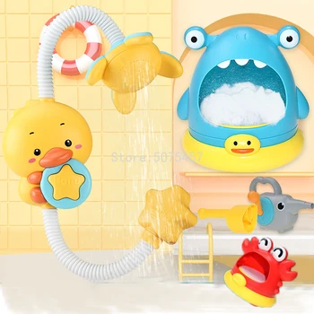 Cartoon Máquina de Bolha de Banho do Bebê de Brinquedo Bonito Caranguejo e Tubarão Natação Banheira, casa de Banho, Máquina de Brinquedo para o Banho das Crianças Brinquedos Clássicos